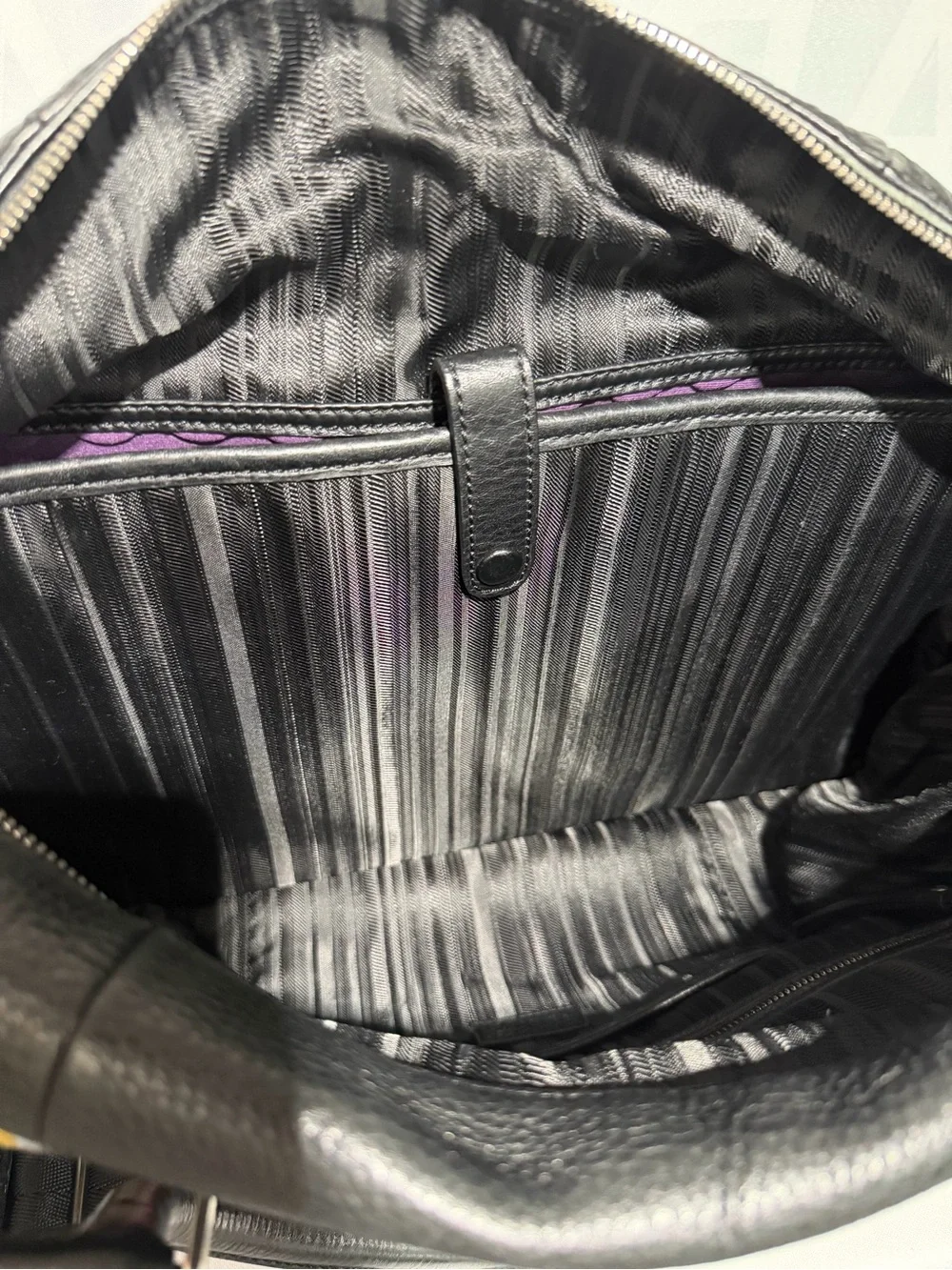 Paul Smith Black Leather laptop satchel with Signature Stripes